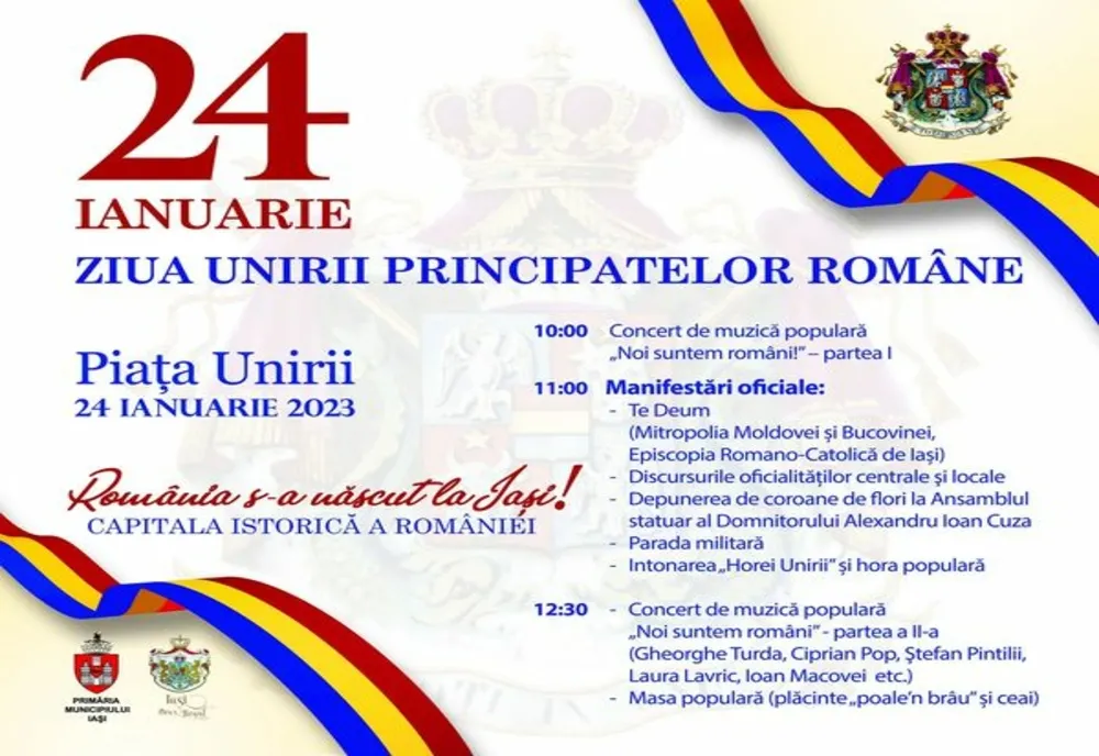 Cum va arăta Ziua Unirii Principatelor Române, la Iaşi. Ce au pregătit autorităţile pentru 24 ianuarie