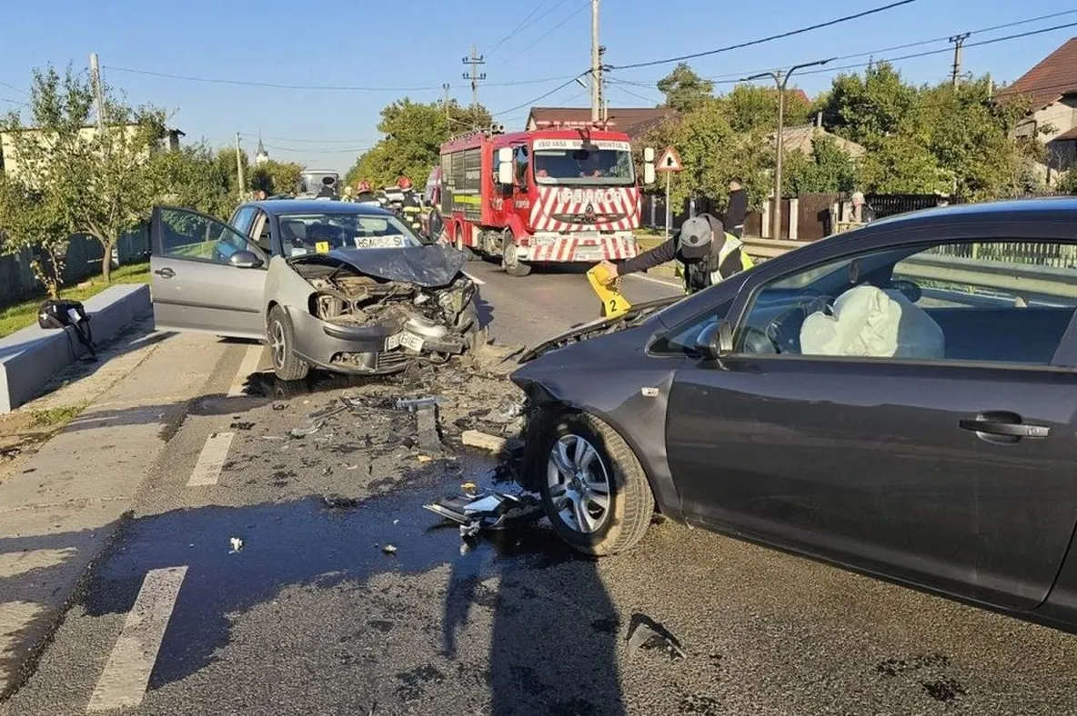 Accident rutier în Dancu, comuna Holboca. Două autoturisme au fost implicate, iar trei persoane au fost evaluate