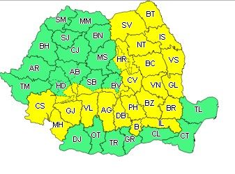 Avertizare cod galben de intemperii la Iași