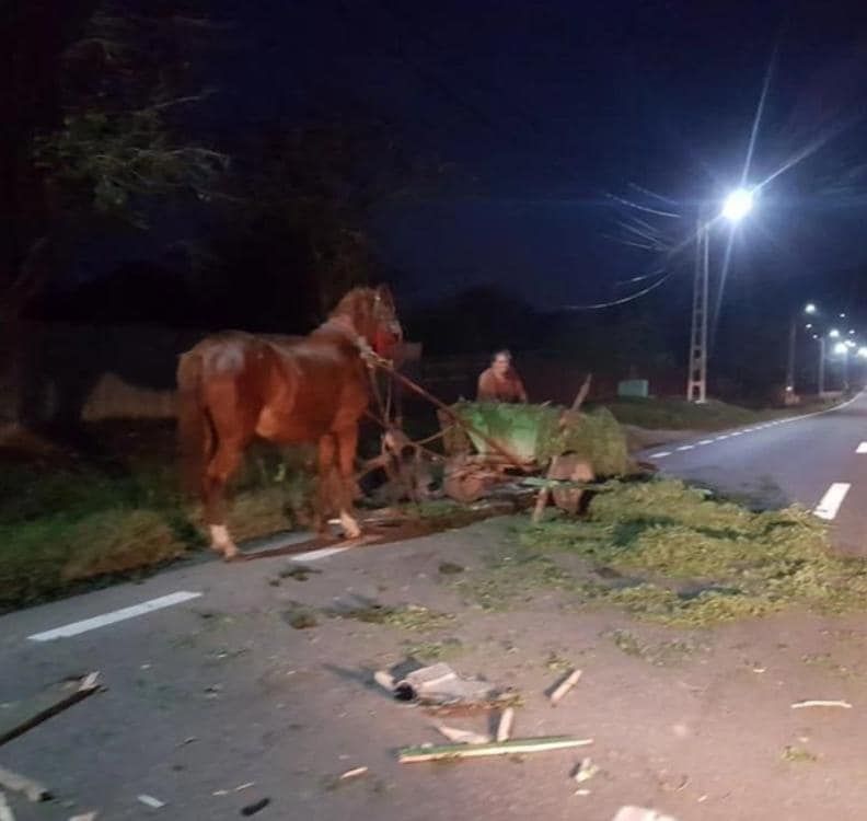 FOTO: Accident rutier în care a fost implicată o căruţă!