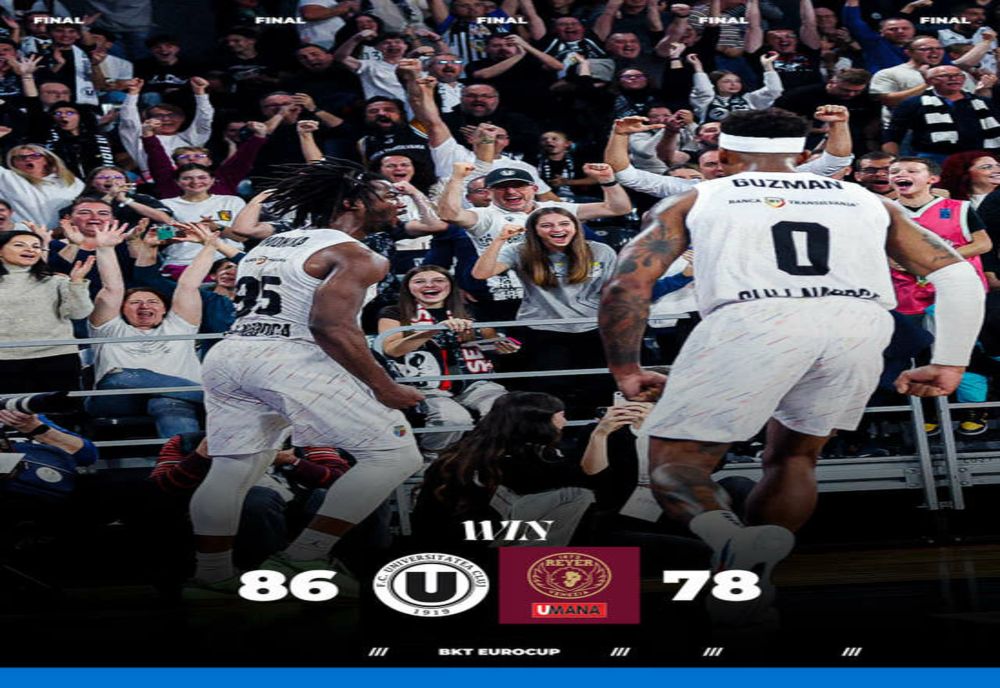 BASCHET MASCULIN: VICTORIE CU EMOŢII PENTRU U-BT CLUJ-NAPOCA ÎN EUROCUP