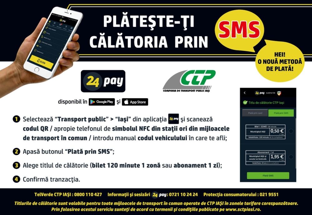 De astăzi, în Iași, poți călători cu SMS-ul
