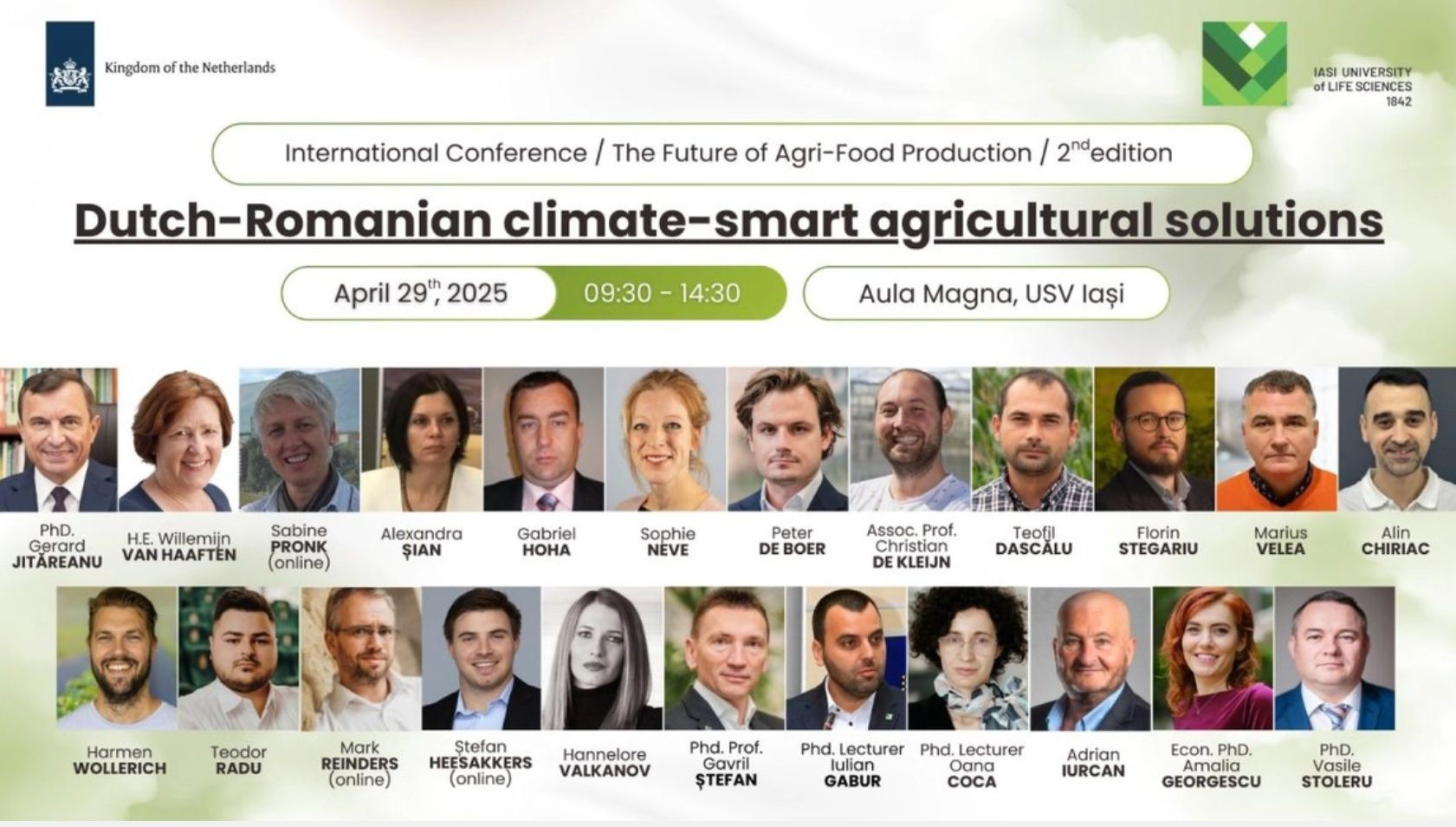 A DOUA EDITIE A CONFERINTEI INTERNATIONALE -VIITORUL PRODUCTIEI AGROALIMENTARE - SOLUTII AGRICOLE INTELIGENTE IN CONTEXTUL SCHIMBARILOR CLIMATICE- LA USV IASI