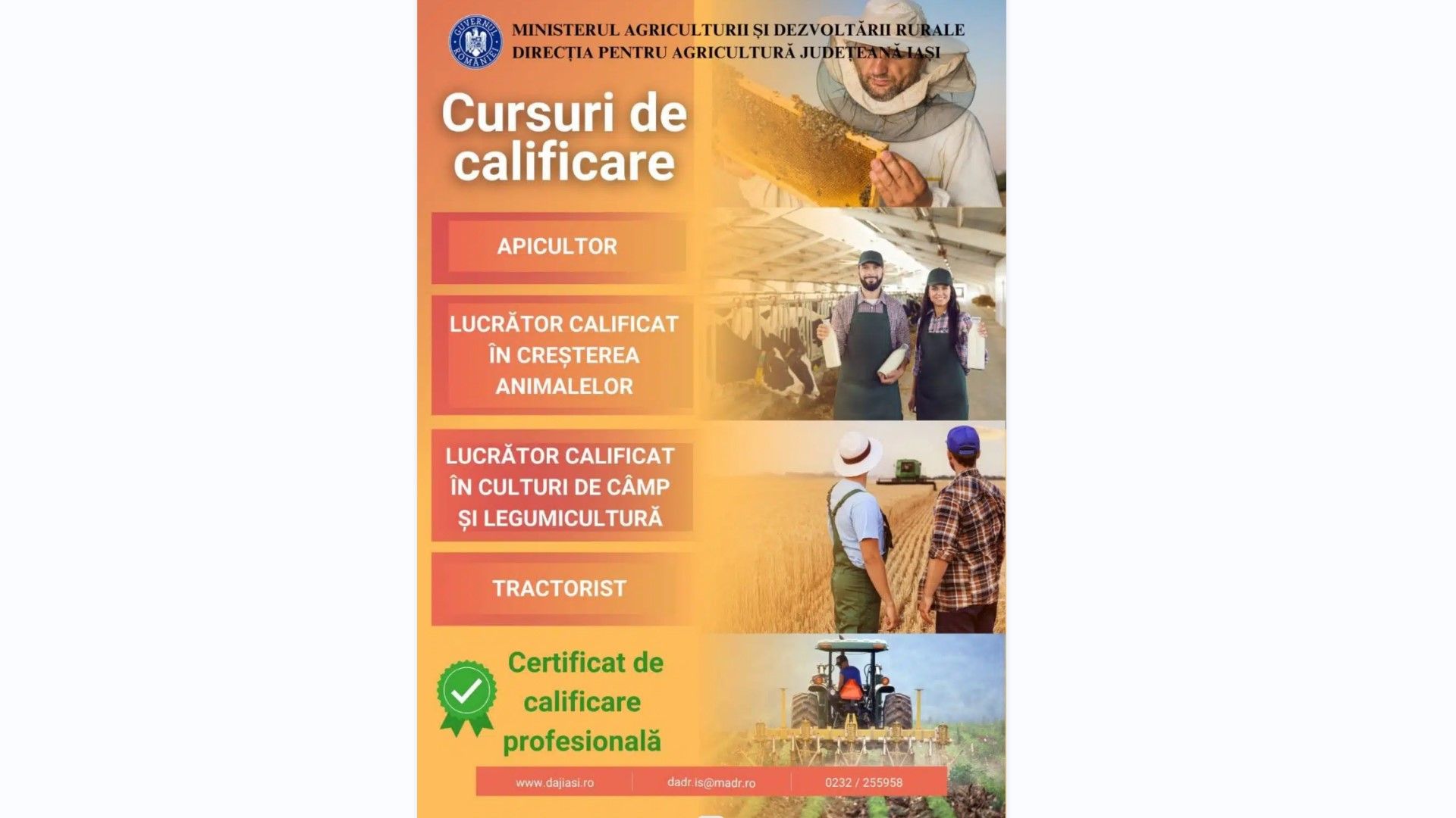 PROGRAM DE FORMARE PROFESIONALA PENTRU FERMIERI