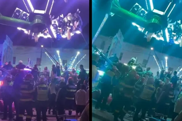 40 de minute de coșmar: Copii blocați la 5 metri înălțime, cu capul în jos, într-un carusel din Caransebeș