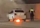 Mașină de poliție în flăcări pe un bulevard din Iași: intervenție de urgență a pompierilor 
